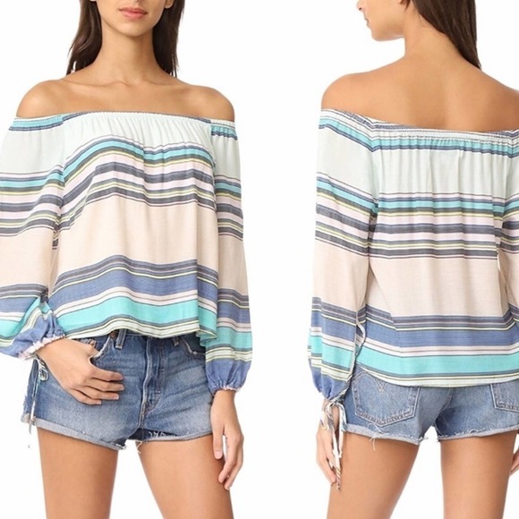 Wildfox Striped‎ Off the Shoulder Top XS NWT - Picture 7 of 7